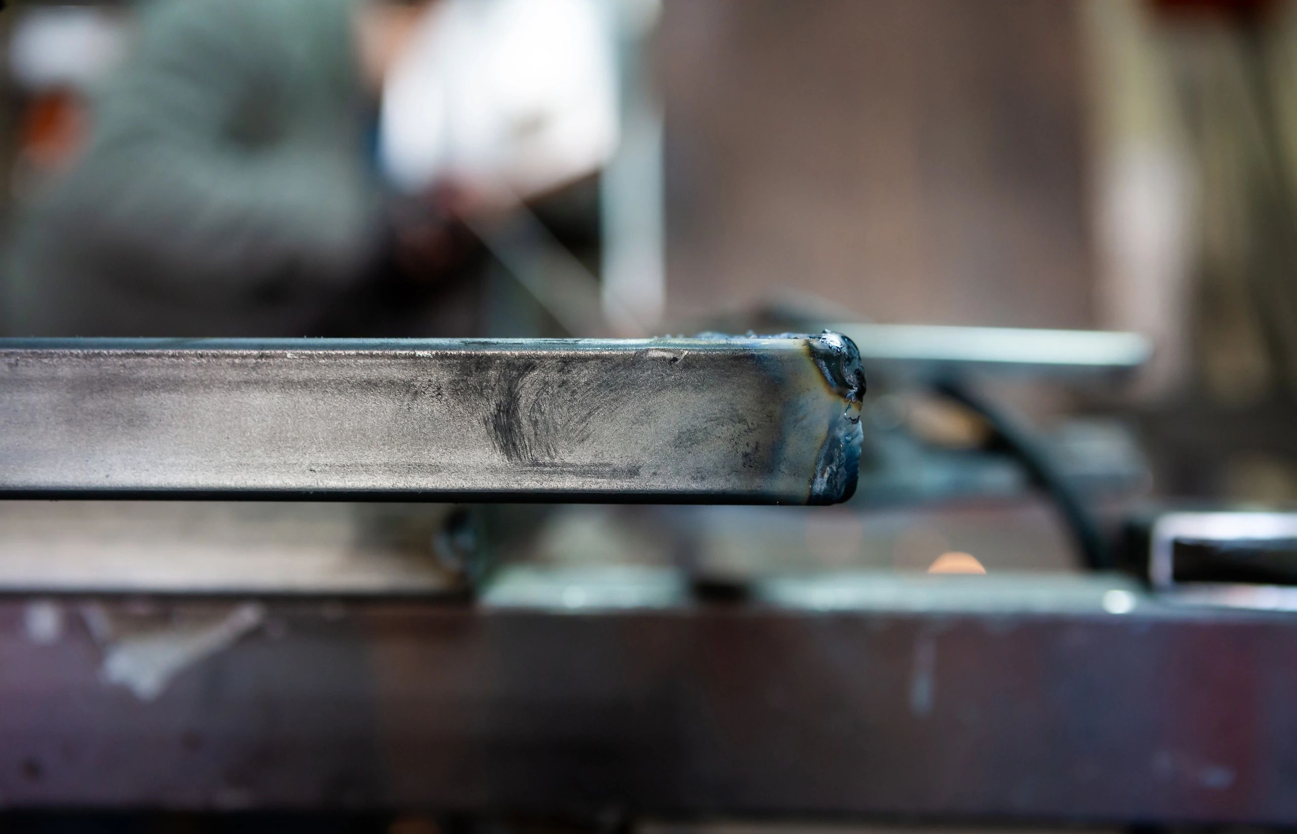 Close-up of metal welding work in a workshop